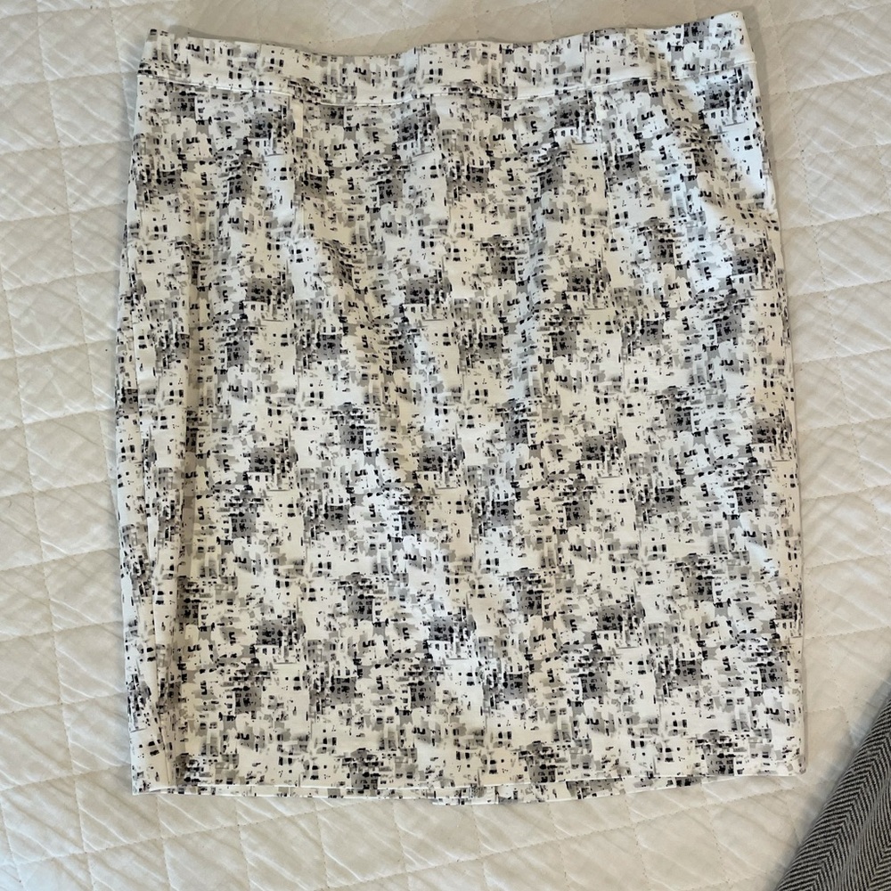 Pencil skirt - black white grey abstract pattern